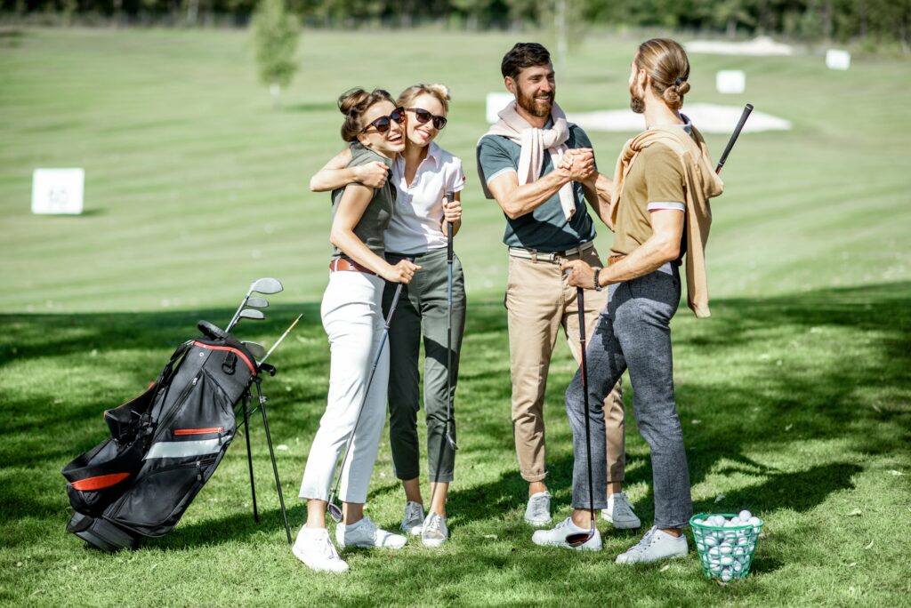 Young friends on the golf course